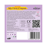 My First Organic Glitter Crayon - 4 Jumbo Washable Colours for kids 12m+