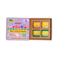 My First Organic Glitter Crayon - 4 Jumbo Washable Colours for kids 12m+