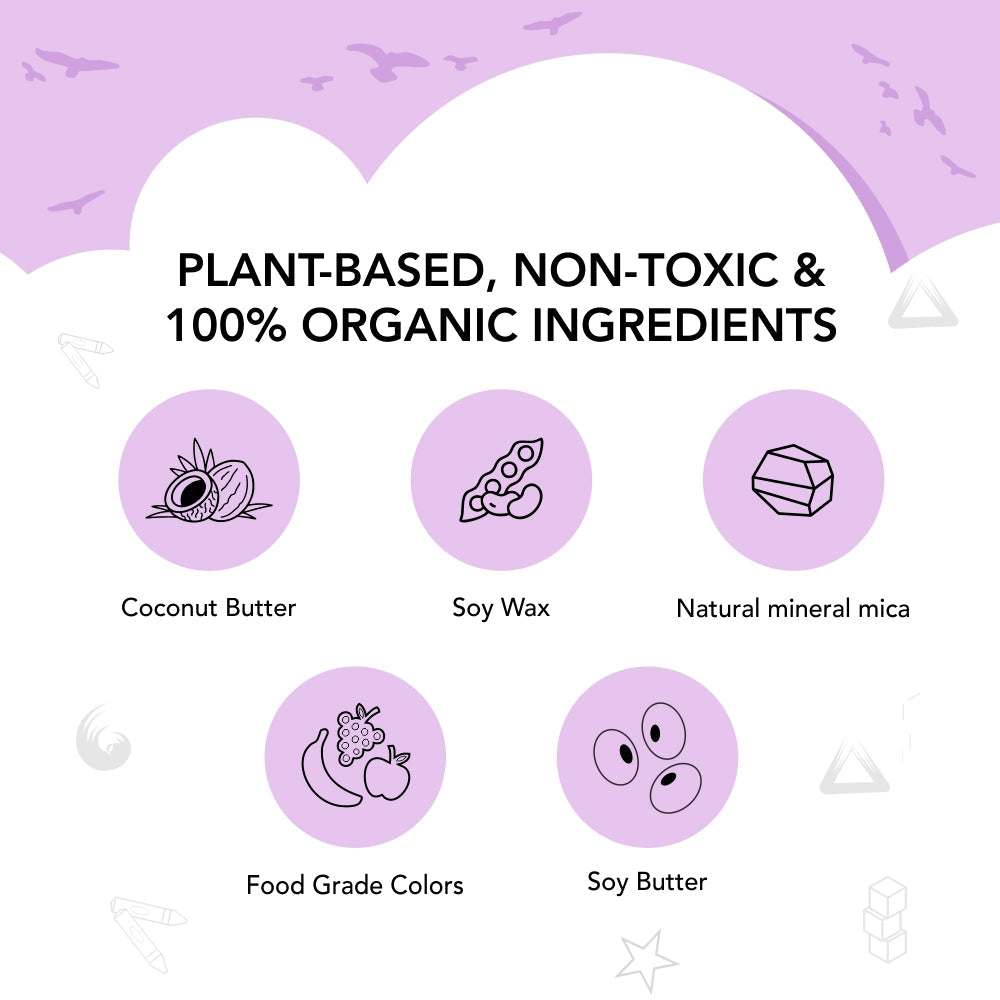 My First Organic Glitter Crayon - 4 Jumbo Washable Colours for kids 12m+