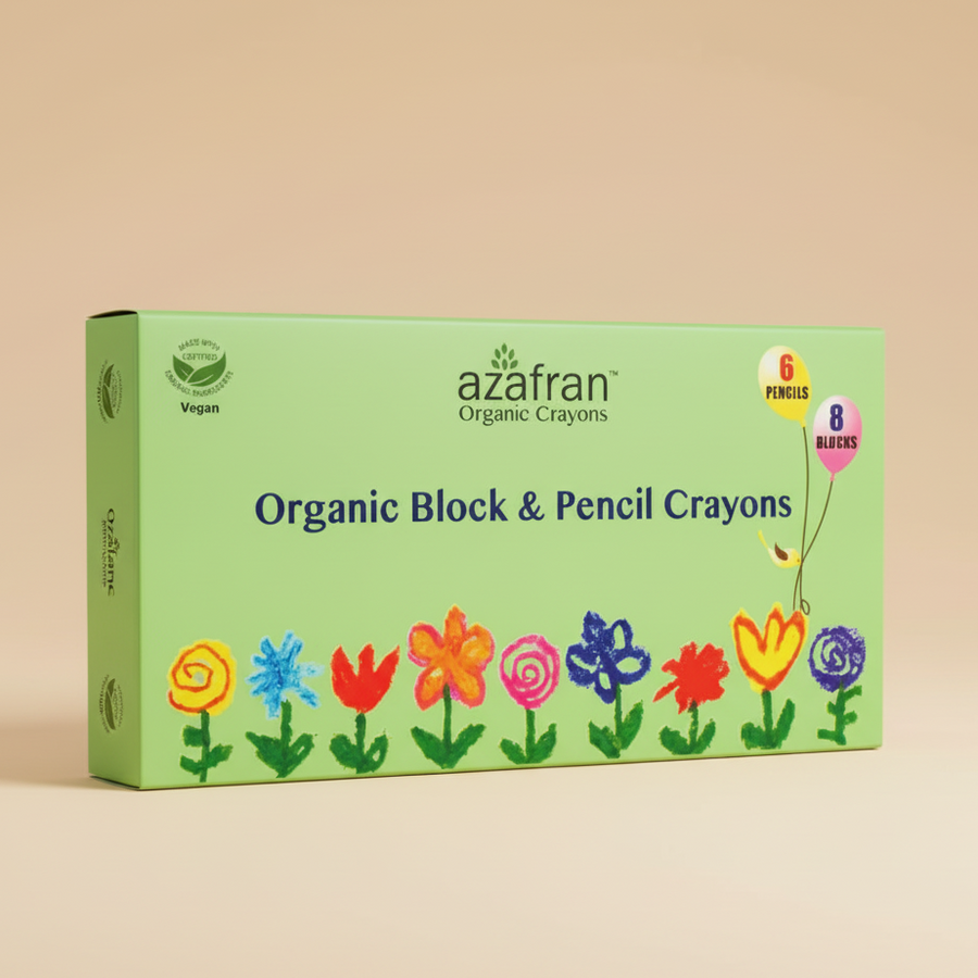 Organic Crayon Combo, 8 Standard Blocks & 6 Pencils