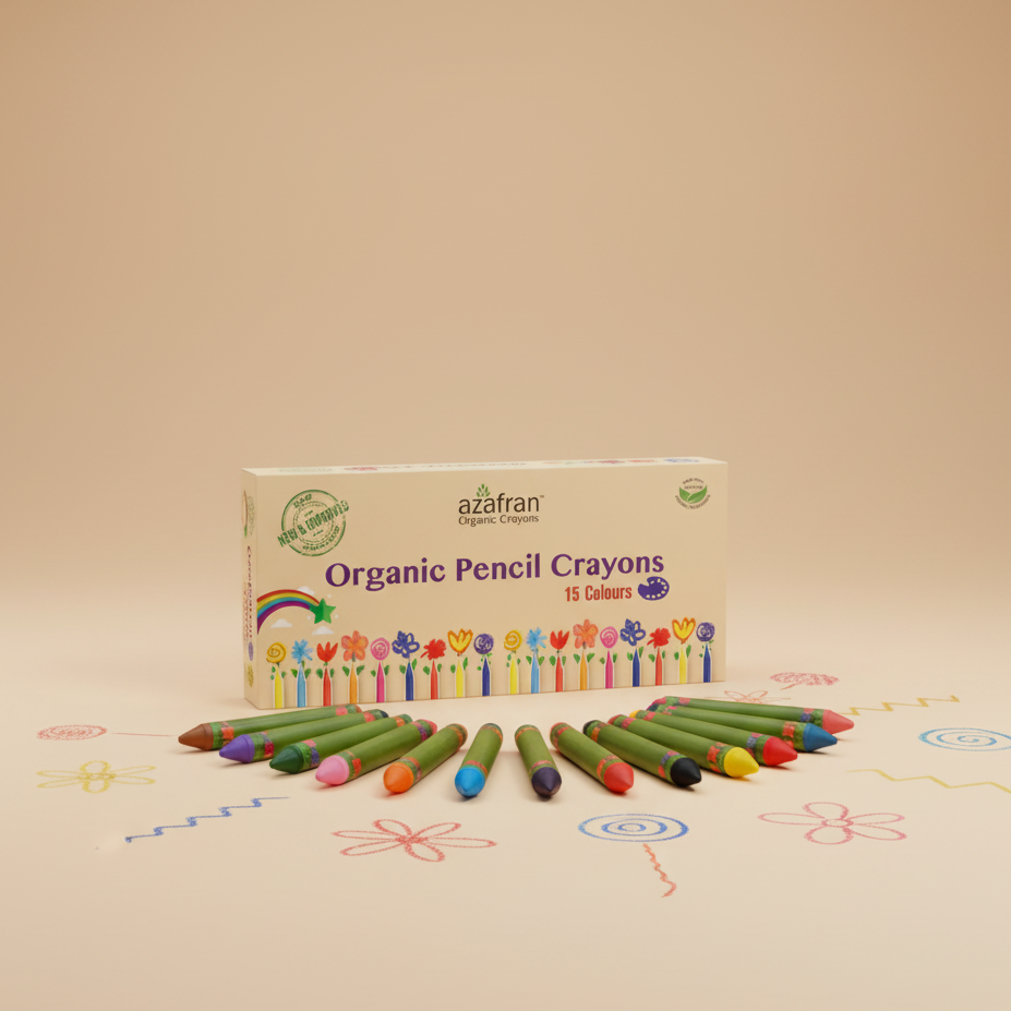 Organic Pencil Crayons, 15 colors, Washable, Non Toxic