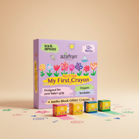 My First Organic Glitter Crayon - 4 Jumbo Washable Colours for kids 12m+