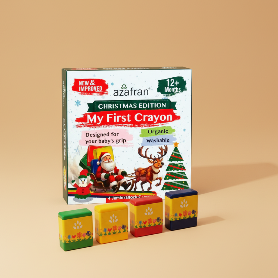 My First  Crayon - Christmas Edition - 4 Jumbo Washable Block Crayons Colours for kids 12m+