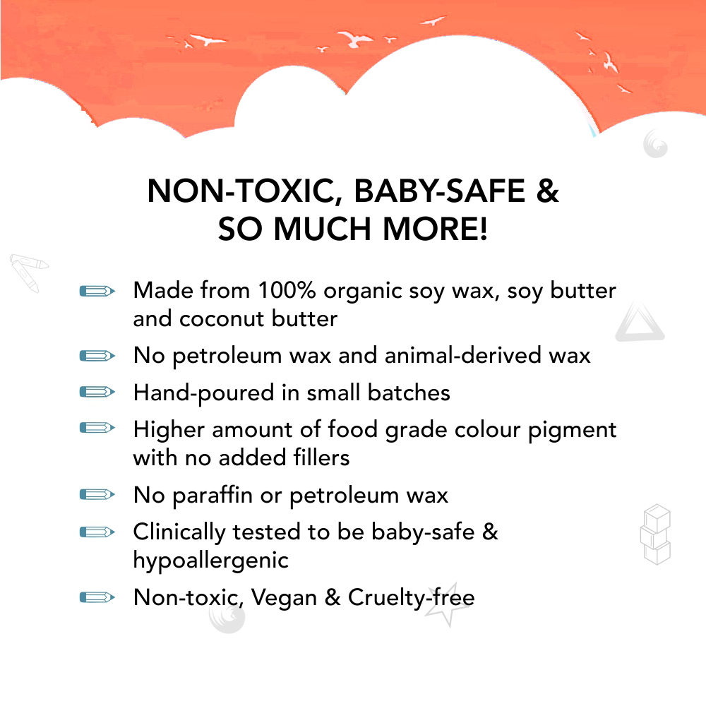 Organic Block Crayons, Standard Size, 16 Colors( New Variant)