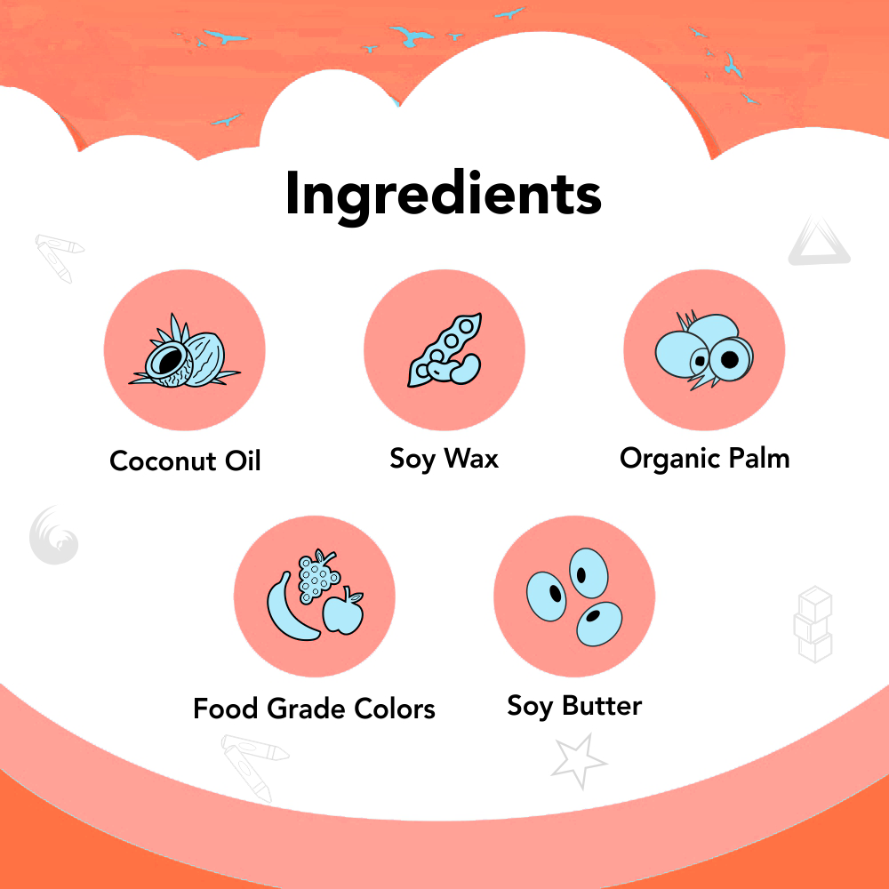 Organic Block Crayons, Standard Size, 16 Colors( New Variant)