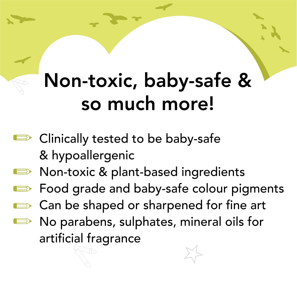 Organic Pencil Crayons, 15 colors, Washable, Non Toxic - New Variant