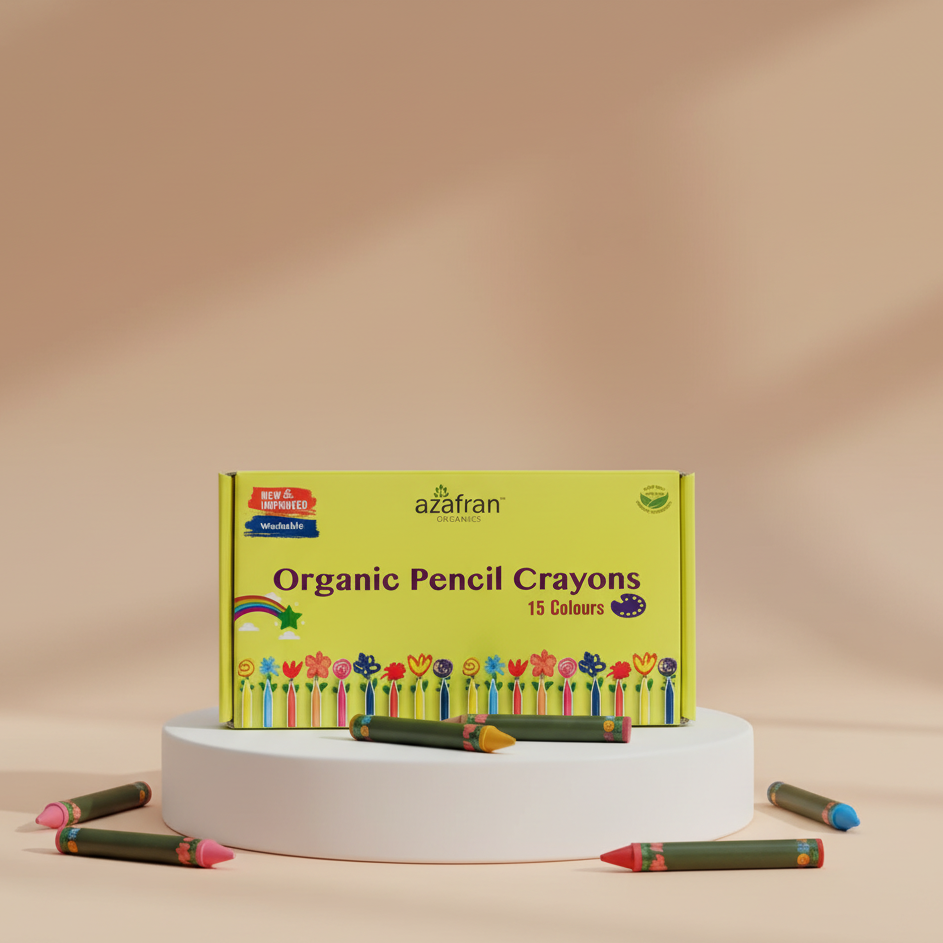Organic Pencil Crayons, 15 colors, Washable, Non Toxic - New Variant