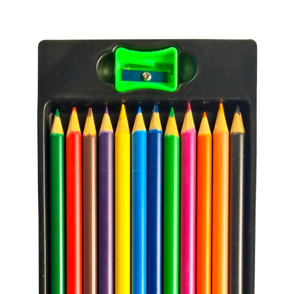 Wood-Free Color Pencils - 12 Shades - Free Sharpener