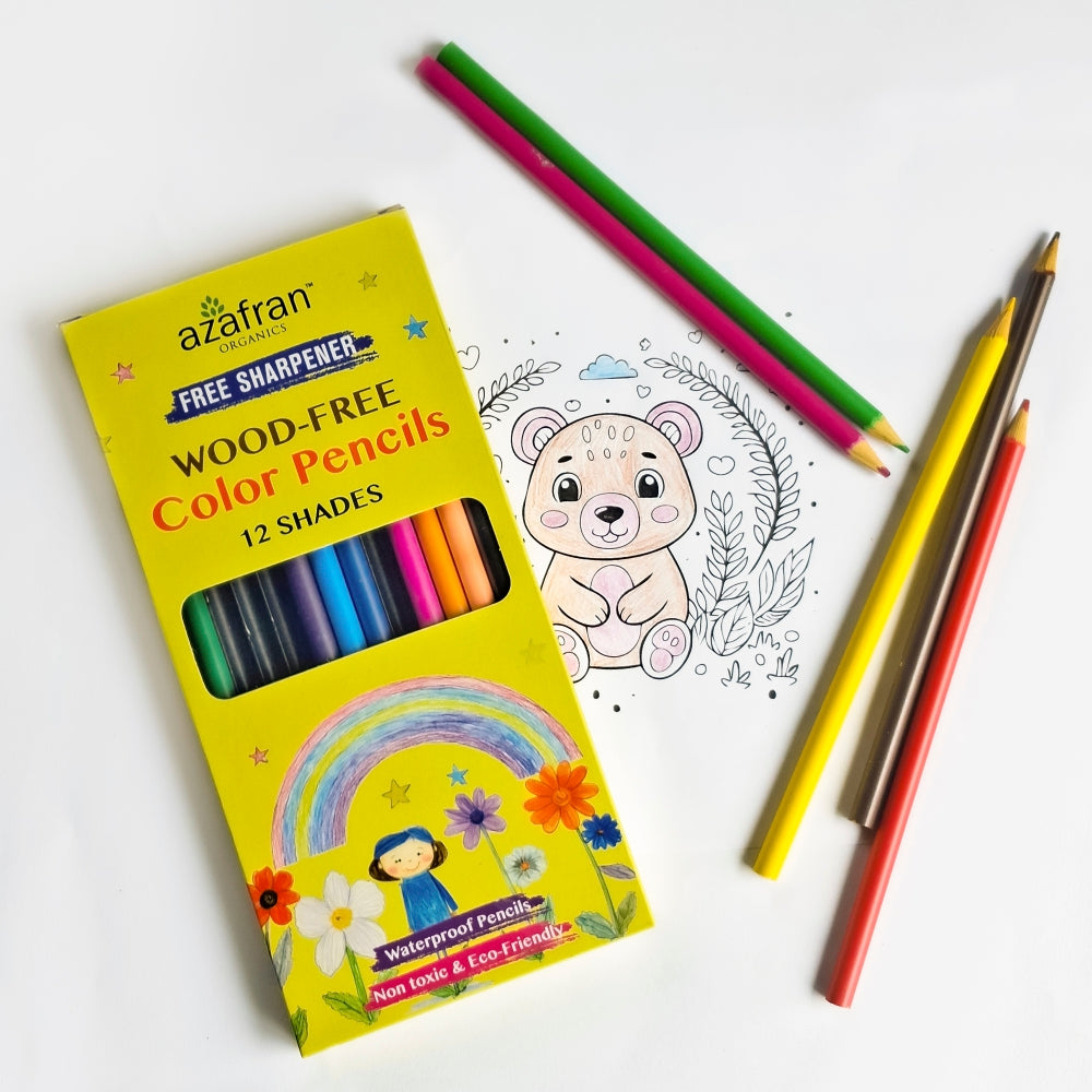 Wood-Free Color Pencils - 12 Shades - Free Sharpener